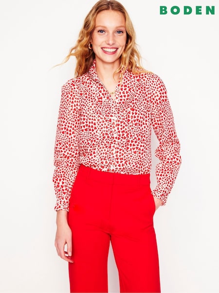 Boden Cream Felicity Heart 100% Cotton Blouse (AR1345) | AED233