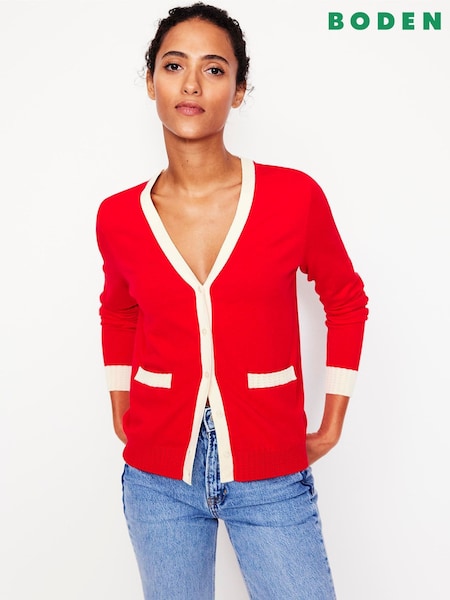 Boden Emilia Cotton V-Neck Cardigan (AR1354) | 391 LEI