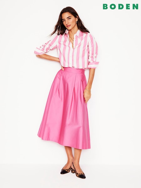 Boden Pink Isabella Cotton Sateen Skirt (AR1358) | $149