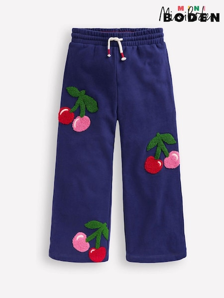 Boden Blue Wide Leg Cherry Appliqué Joggers (AR1359) | AED94 - AED111