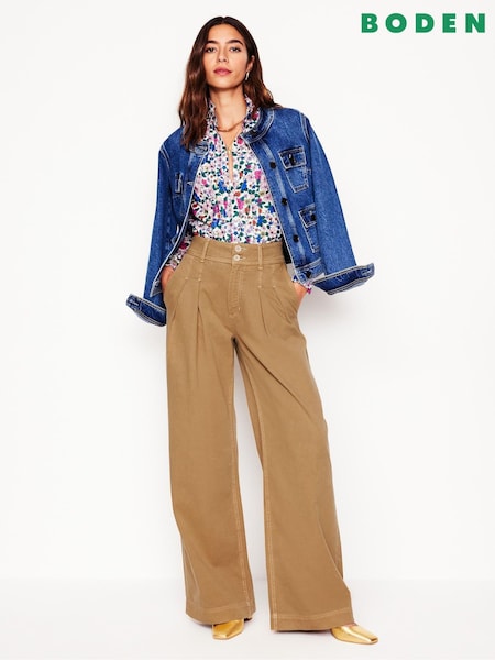 Boden Brompton Wide Leg 100% Cotton Trousers (AR1379) | 573 LEI