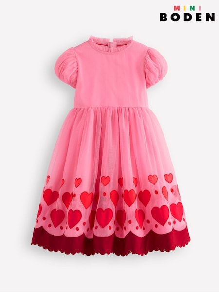 Boden Pink Heart Appliqué Hem Tulle Dress (AR1388) | €70 - €74