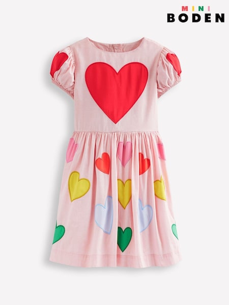 Boden Puff Sleeve Heart 100% Cotton Dress (AR1391) | ‏312 ر.س.‏ - ‏351 ر.س.‏