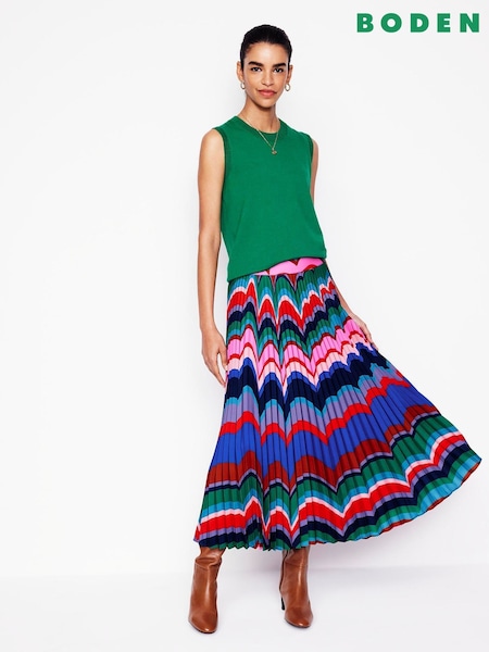 Boden Blue Pleated Maxi Skirt (AR1392) | 321 QAR