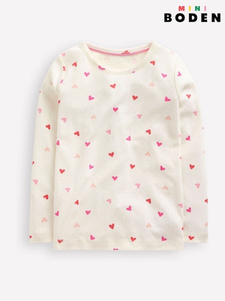 Boden Cream Long Sleeve Pointelle Heart Top (AR1401) | €23 - €26