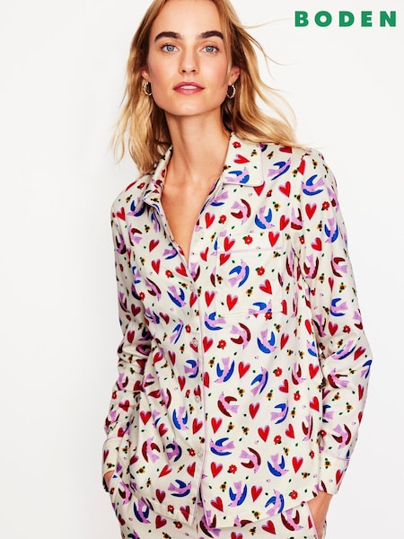 Boden Cream Heart Sateen 100% Cotton Pyjamas (AR1408) | AED116