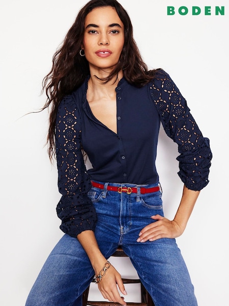 Boden Blue Eden Broderie Blouse (AR1422) | €107