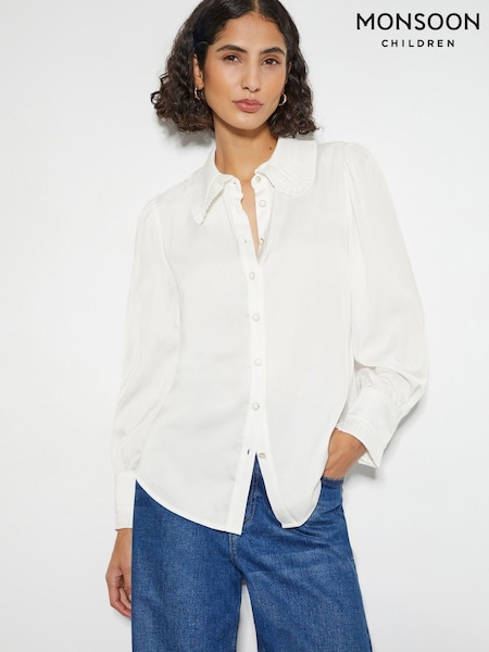 Monsoon White Fifi Frill Collar Shirt (AR1441) | 292 QAR