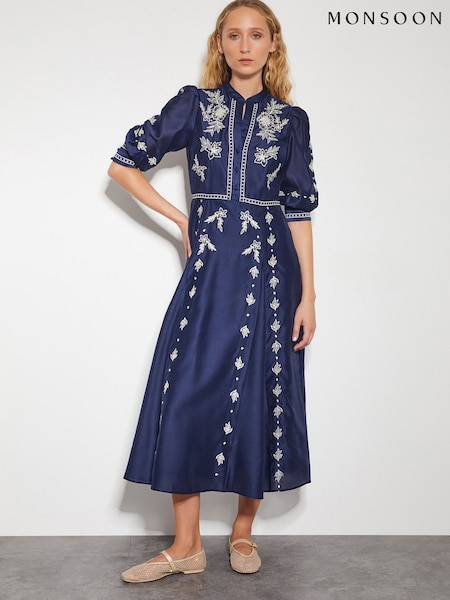 Monsoon Nadia Embroidered Midi Shirt Dress (AR1446) | €99