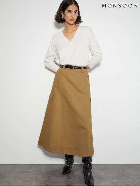 Monsoon Hanna Cargo 100% Cotton Maxi Skirt (AR1449) | ‏347‏₪