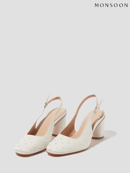 Monsoon Pelia Pearl Satin Slingback Heels (AR1471) | €158