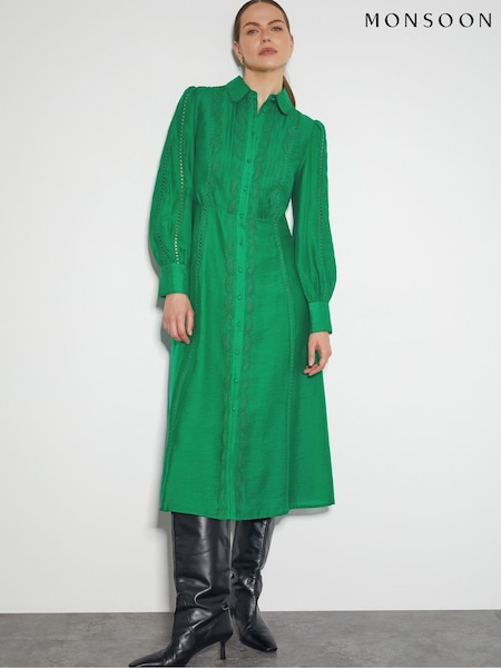 Monsoon Laila Lace Midi Shirt Dress (AR1487) | ‏444 د.إ.‏