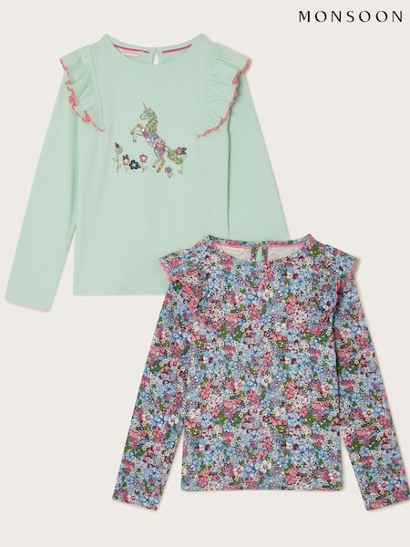 Monsoon Unicorn Long Sleeve 100% Cotton Tops 2 Pack (AR1642) | € 36 - € 41