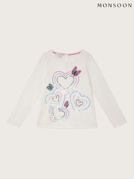Monsoon Embellished Butterfly Long Sleeve 100% Cotton T-Shirt (AR1647) | ‏84 ر.ق. - ‏104 ر.ق.