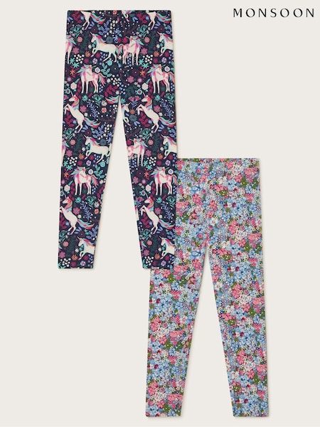 Monsoon Unicorn Ditsy Print Leggings 2 Pack (AR1648) | 39 € - 45 €