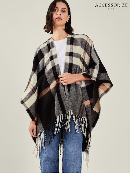 Accessorize Black Check Cape Poncho (AR1692) | 116 QAR
