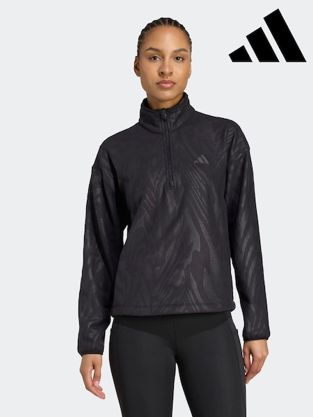 adidas Black All-Over Print Polarfleece Half Zip Sweatshirt (AR1835) | AED349