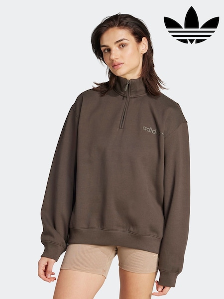 Verde - adidas Originals Essentials Linear Oversizez 1/4 Zip Sweatshirt (AR1998) | R$ 495