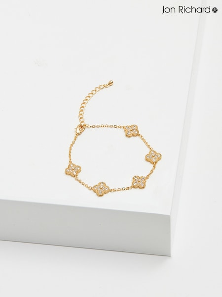 Jon Richard Gold Plated Pave Station Clover Bracelet (AR2012) | €35