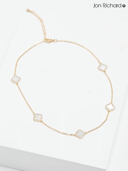 Jon Richard Gold Plated And Mother of Pearl Station Clover Necklace (AR2013) | €43