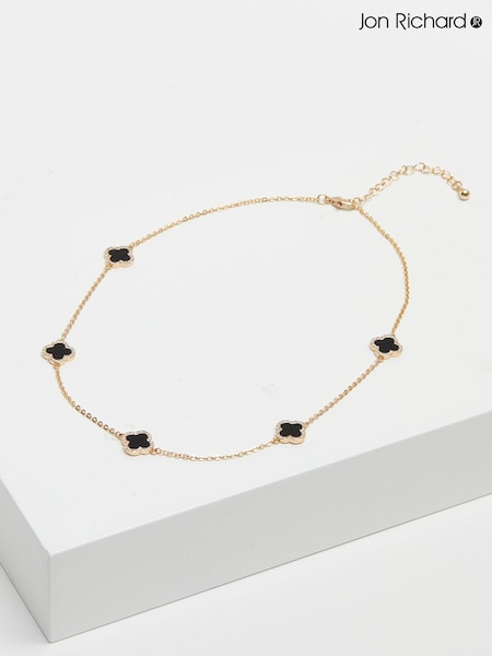 Jon Richard Gold Plated And Jet Station Clover Necklace (AR2017) | €37