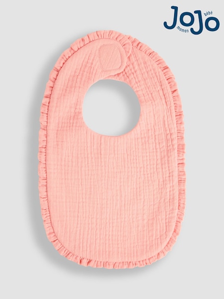 JoJo Maman Bébé Pink Baby Muslin Frill Bib (AR2022) | €10