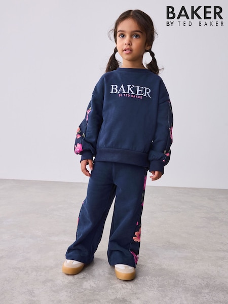 Baker by Ted Baker Floral Print Panel Sweat & Wide Leg Joggers Set 2 Piece (AR2156) | 194 QAR - 210 QAR