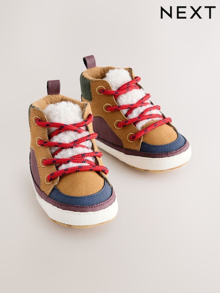 Tan Brown Baby Elastic Lace Boots (0-2mths) (AR2199) | € 12