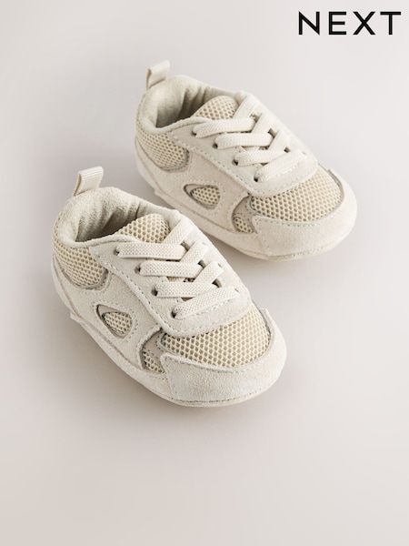 Neutral Baby Elastic Lace Slip-Ons Trainers (0-2mths) (AR2205) | €15
