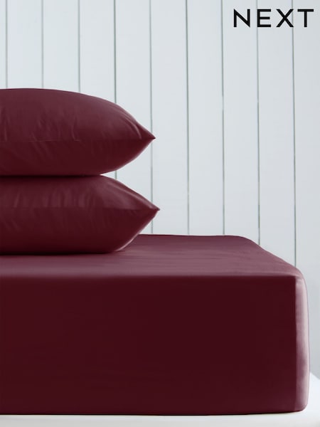 Burgundy Red Cotton Rich Deep Fitted Bed Sheet (AR2225) | €13 - €21