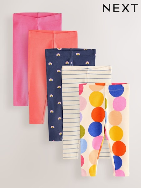 Rainbow Ribbed Leggings 5 Pack (3mths-7yrs) (AR2240) | AED107 - AED127