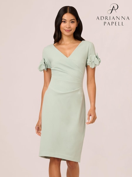 Adrianna Papell Green Knit Crepe Short Dress (AR2258) | €197