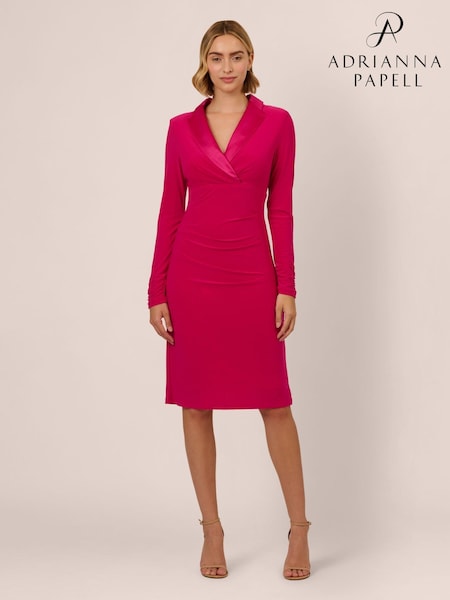 Adrianna Papell Pink Jersey Tuxedo Dress (AR2263) | AED868
