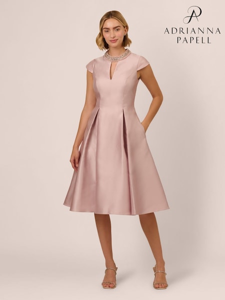 Adrianna Papell Natural Key Hole Mikado Midi Dress (AR2265) | 310 €