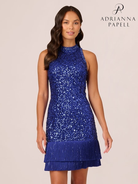 Adrianna Papell Blue Beaded Fringe Dress (AR2270) | €343