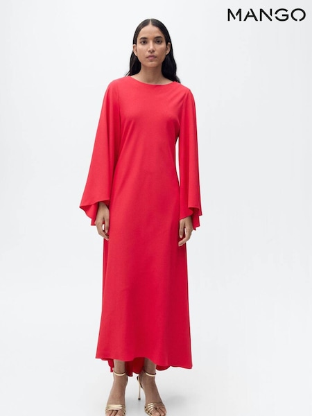 Mango Pink Flute Sleeve Satin Midi Dress (AR2280) | €54