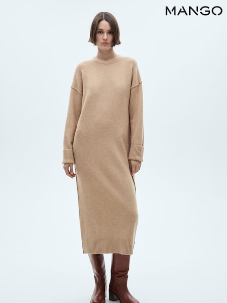 Mango Cream Long Sleeve Knitted Jumper Dress (AR2316) | €31