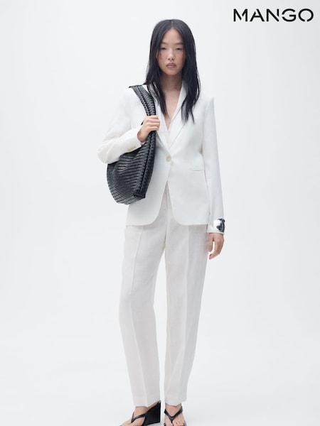 Mango Cream Straight Fit Linen Suit Jacket (AR2325) | €114