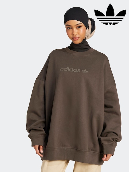 Verde - adidas Originals Essentials Linear Oversize Crew Sweatshirt (AR2395) | 71 €