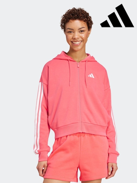 adidas Red 3-Stripes French Terry Full Zip Regular Hoodie (AR2595) | €58