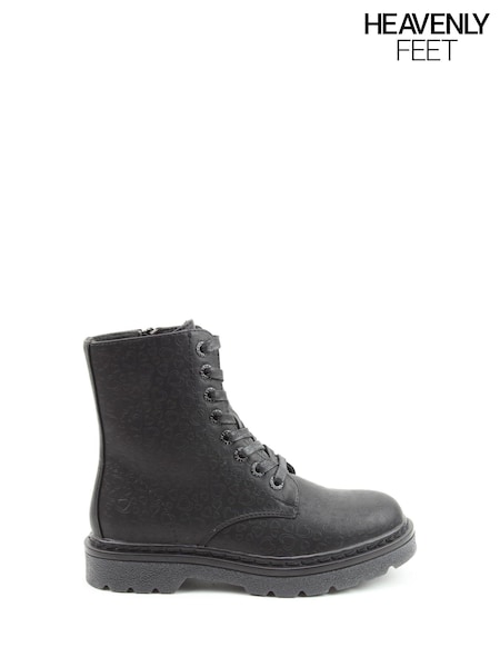 Black - Heavenly Feet Justina2 Emboss Hearts Mid Boots