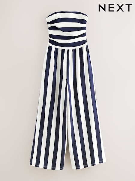 Navy Blue & White Stripe Bandeau Jersey 100% Cotton Jumpsuit (AR2749) | €41