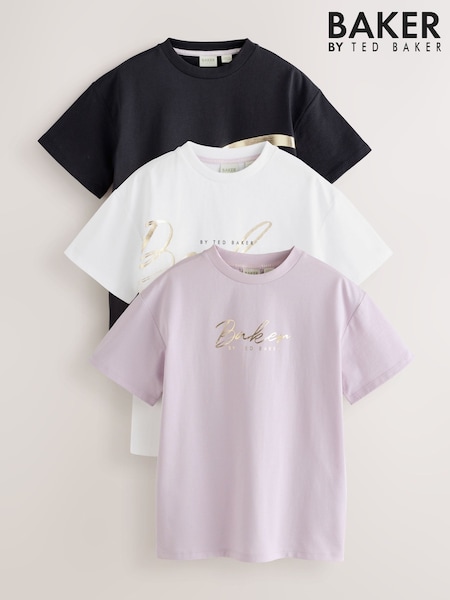 Črno-lila - Baker By Ted Baker 3 Pack Oversized Graphic Print T-Shirts (AR2771) | € 42 - € 49