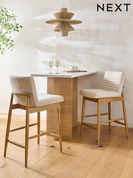 Natural Atlas Tweedy Plain Light Oak Effect Leg Fixed Height Bar Stool (AR2777) | €275