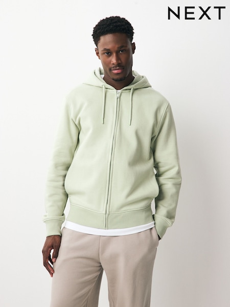 Sage Green Cotton-Rich Jersey Zip Up Hoodie (AR2779) | €43