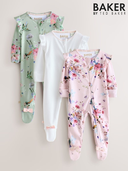 Розовый/синий - Baker by Ted Baker Sleepsuits 3 Pack (AR2921) | €53 - €57