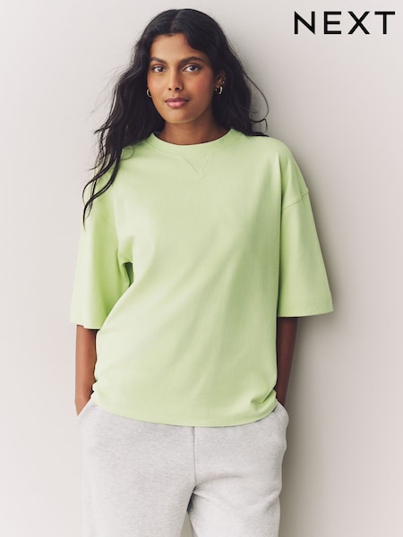 Vihreä - Ylisuuri 100% puuvillaa Lyhyt hiha Soft Touch Peached Feel Heavyweight T-paita (AR2929) | €22
