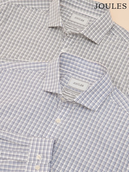 Joules 2 Pack Blue/Green Check Lightweight Cotton Shirts Classic Fit (AR2935) | 435 zł