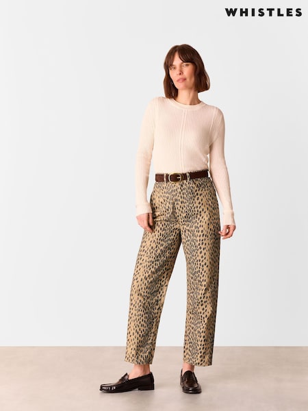 Whistles Nude Animal Spot Kick Flare 100% Cotton Jeans (AR2986) | $170