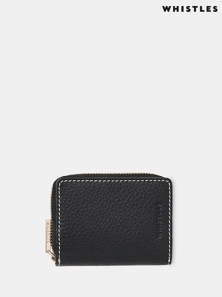 Whistles Black Koa Contrast Stitch Purse (AR2996) | €58